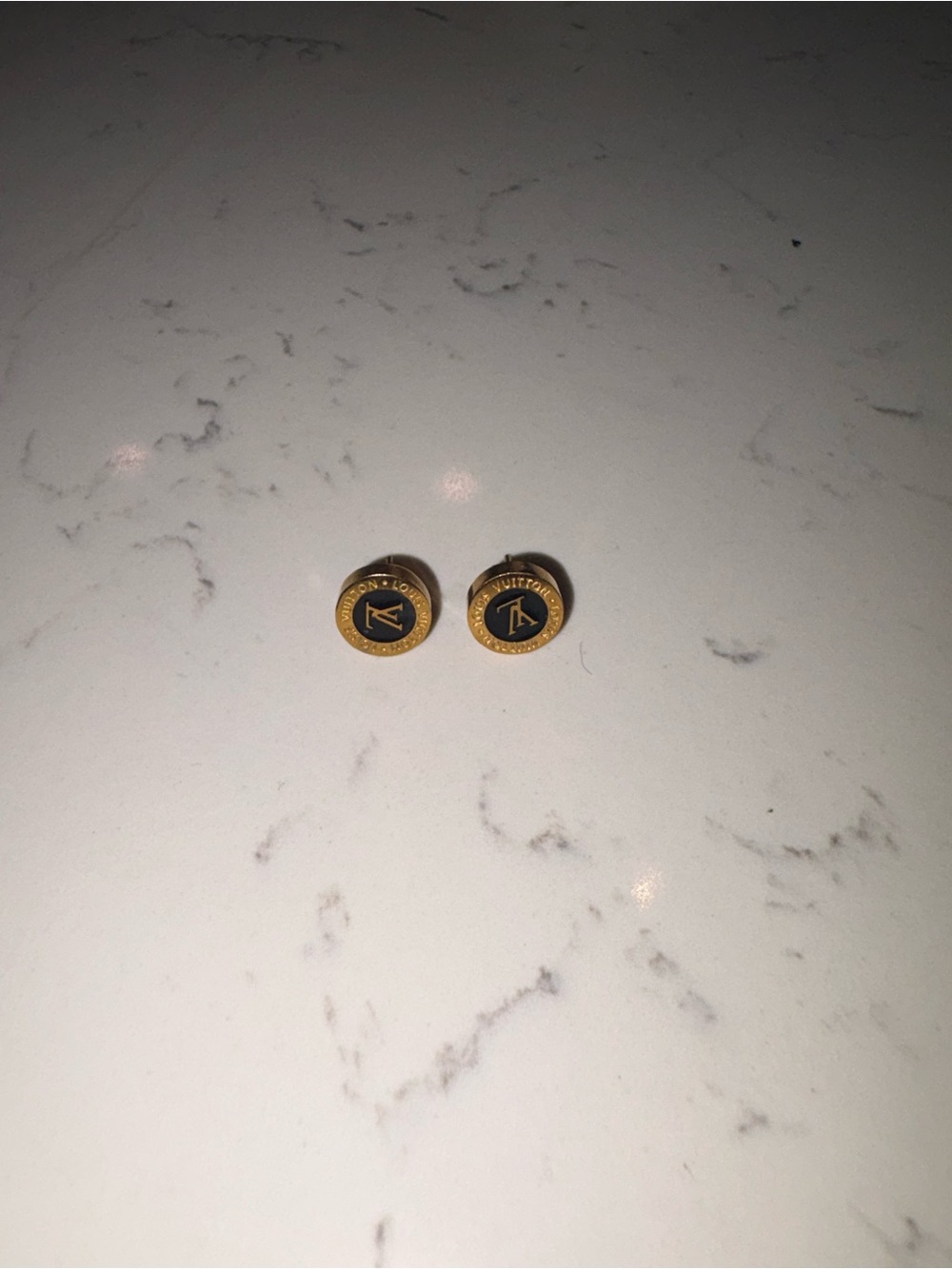 Gold and Black Round Stud Earrings - Luxury Accent